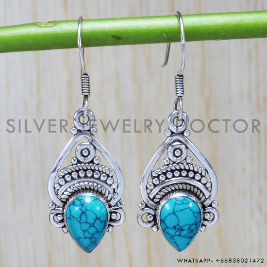 Turquoise 925 Sterling Silver Earrings (SJWE-72) Turquoise 925 Sterling Silver Earrings (SJWE-72)