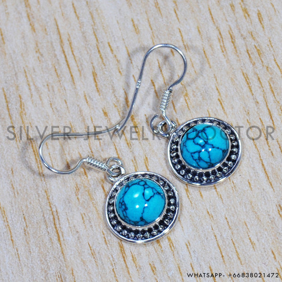 Turquoise 925 Sterling Silver Earrings (SJWE-723) Turquoise 925 Sterling Silver Earrings (SJWE-723)
