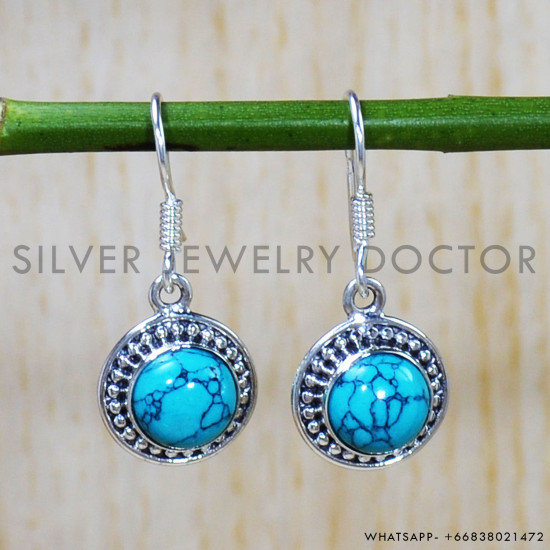 Turquoise 925 Sterling Silver Earrings (SJWE-723) Turquoise 925 Sterling Silver Earrings (SJWE-723)