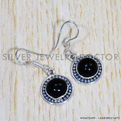 Black Onyx 925 Sterling Silver Earrings (SJWE-726)
