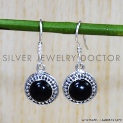 Black Onyx 925 Sterling Silver Earrings (SJWE-726)