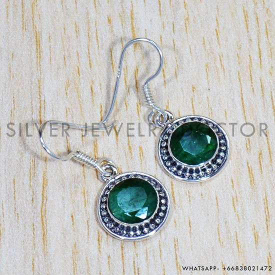 Emerald 925 Sterling Silver Earrings (SJWE-727) Emerald 925 Sterling Silver Earrings (SJWE-727)