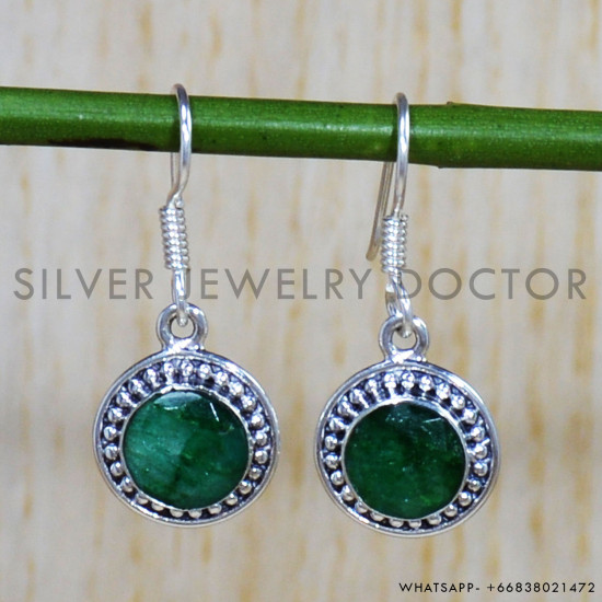 Emerald 925 Sterling Silver Earrings (SJWE-727) Emerald 925 Sterling Silver Earrings (SJWE-727)