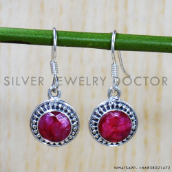 Ruby 925 Sterling Silver Earrings (SJWE-729)