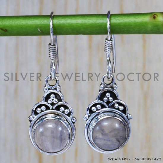 Rose Quartz 925 Sterling Silver Earrings (SJWE-73) Rose Quartz 925 Sterling Silver Earrings (SJWE-73)