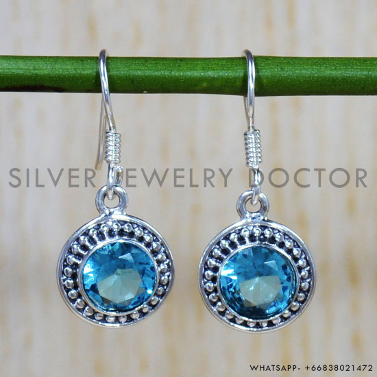 Blue Topaz 925 Sterling Silver Earrings (SJWE-732) Blue Topaz 925 Sterling Silver Earrings (SJWE-732)