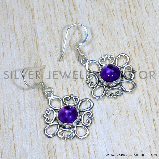 Amethyst 925 Sterling Silver Earrings (SJWE-736)