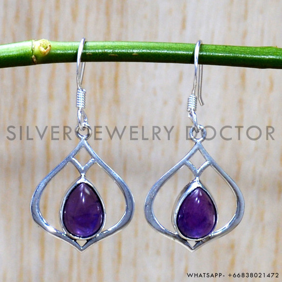 Amethyst 925 Sterling Silver Earrings (SJWE-738)