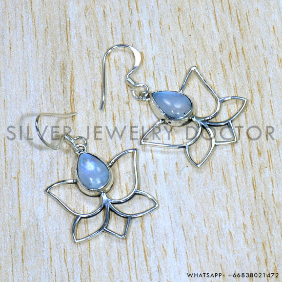 Rainbow Moonstone 925 Sterling Silver Earrings (SJWE-741) Rainbow Moonstone 925 Sterling Silver Earrings (SJWE-741)