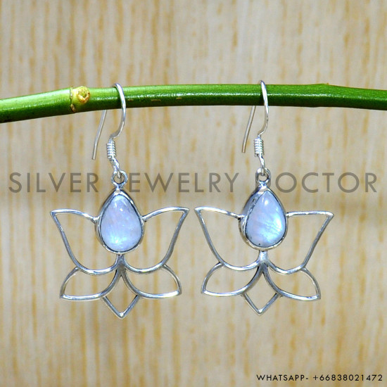 Rainbow Moonstone 925 Sterling Silver Earrings (SJWE-741) Rainbow Moonstone 925 Sterling Silver Earrings (SJWE-741)