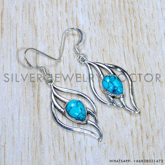 Turquoise 925 Sterling Silver Earrings (SJWE-743) Turquoise 925 Sterling Silver Earrings (SJWE-743)