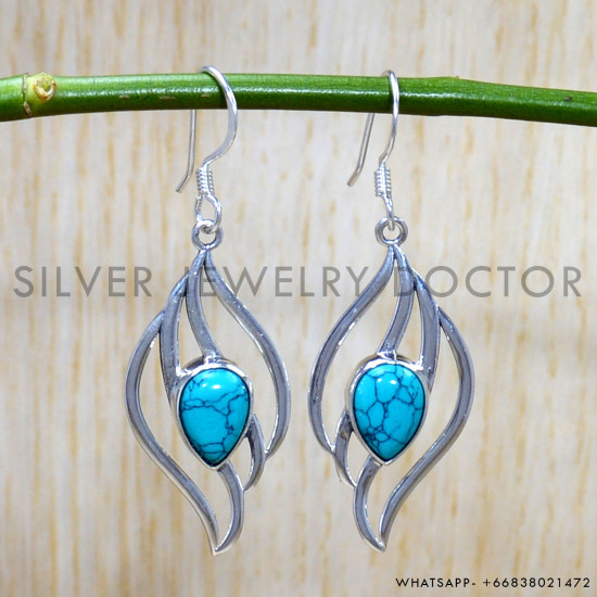 Turquoise 925 Sterling Silver Earrings (SJWE-743) Turquoise 925 Sterling Silver Earrings (SJWE-743)