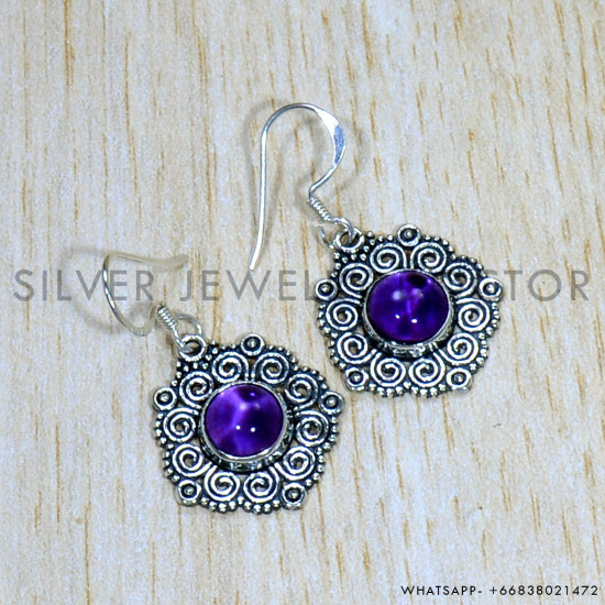Amethyst 925 Sterling Silver Earrings (SJWE-746) Amethyst 925 Sterling Silver Earrings (SJWE-746)