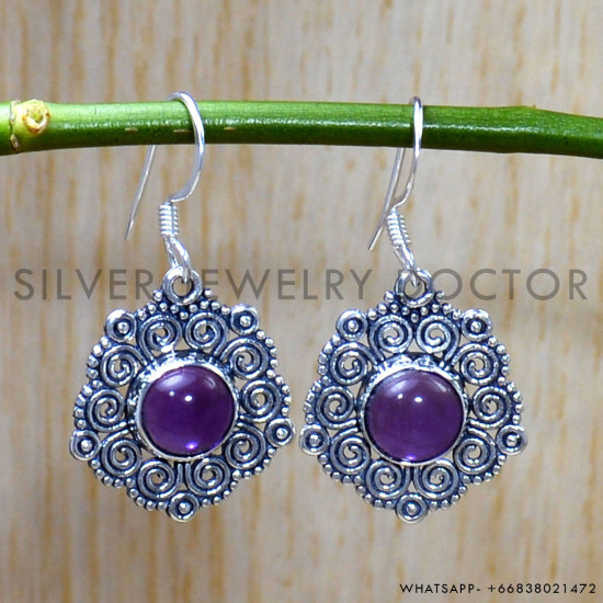 Amethyst 925 Sterling Silver Earrings (SJWE-746) Amethyst 925 Sterling Silver Earrings (SJWE-746)