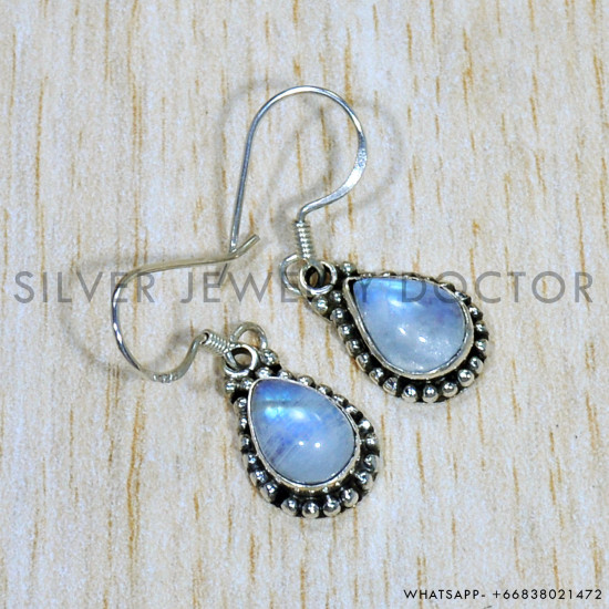 Rainbow Moonstone 925 Sterling Silver Earrings (SJWE-747) Rainbow Moonstone 925 Sterling Silver Earrings (SJWE-747)