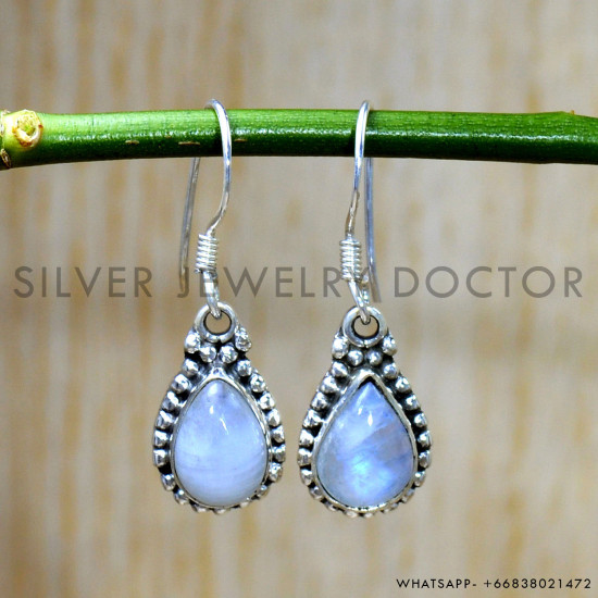 Rainbow Moonstone 925 Sterling Silver Earrings (SJWE-747) Rainbow Moonstone 925 Sterling Silver Earrings (SJWE-747)