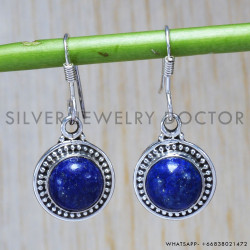 Lapis Lazuli 925 Sterling Silver Earrings (SJWE-75)