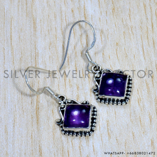 Amethyst 925 Sterling Silver Earrings (SJWE-753) Amethyst 925 Sterling Silver Earrings (SJWE-753)