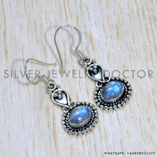 Rainbow Moonstone 925 Sterling Silver Earrings (SJWE-754) Rainbow Moonstone 925 Sterling Silver Earrings (SJWE-754)