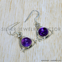 Amethyst 925 Sterling Silver Earrings (SJWE-755)