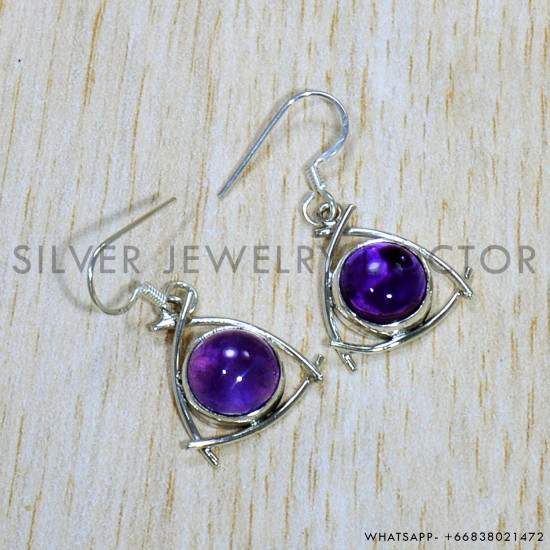 Amethyst 925 Sterling Silver Earrings (SJWE-755) Amethyst 925 Sterling Silver Earrings (SJWE-755)