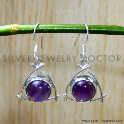 Amethyst 925 Sterling Silver Earrings (SJWE-755)