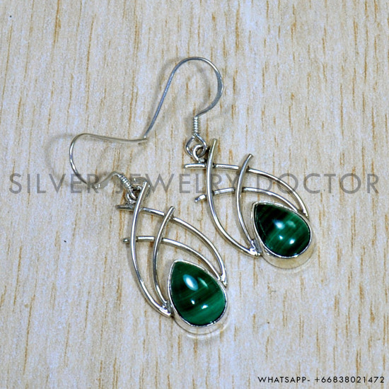 Malachite 925 Sterling Silver Earrings (SJWE-757) Malachite 925 Sterling Silver Earrings (SJWE-757)