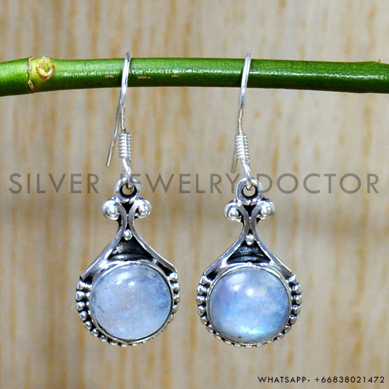 Rainbow Moonstone 925 Sterling Silver Earrings (SJWE-758) Rainbow Moonstone 925 Sterling Silver Earrings (SJWE-758)