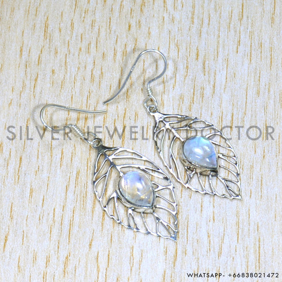 Rainbow Moonstone 925 Sterling Silver Earrings (SJWE-760) Rainbow Moonstone 925 Sterling Silver Earrings (SJWE-760)