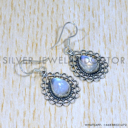 Rainbow Moonstone 925 Sterling Silver Earrings (SJWE-762)