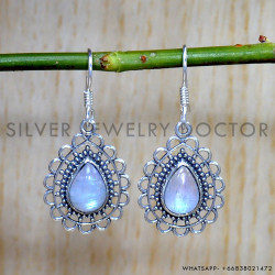Rainbow Moonstone 925 Sterling Silver Earrings (SJWE-762)