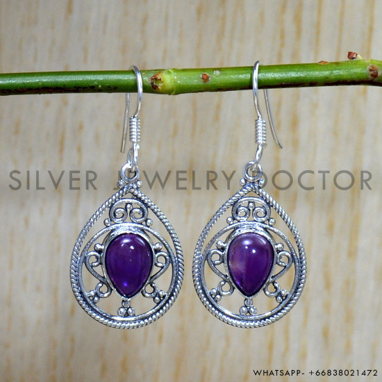 Amethyst 925 Sterling Silver Earrings (SJWE-764)