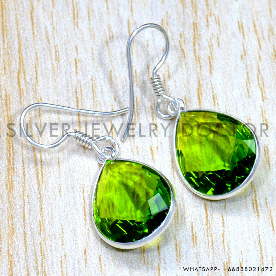 Peridot 925 Sterling Silver Earrings (SJWE-765)