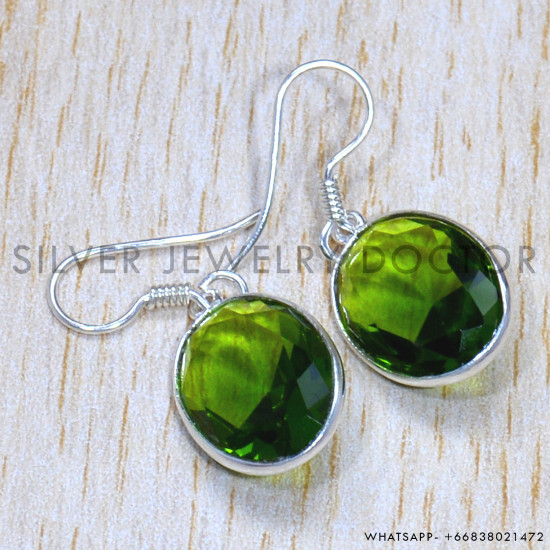 Peridot 925 Sterling Silver Earrings (SJWE-766)