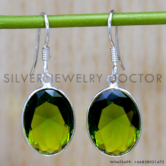 Peridot 925 Sterling Silver Earrings (SJWE-766)