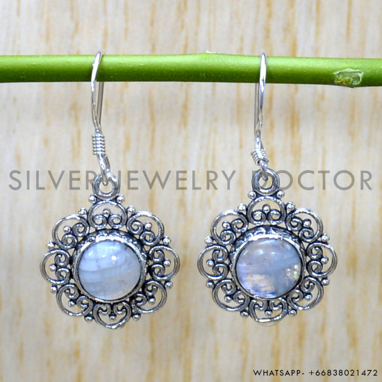 Rainbow Moonstone 925 Sterling Silver Earrings (SJWE-772)
