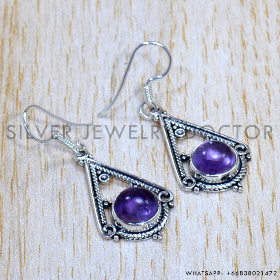 Amethyst 925 Sterling Silver Earrings (SJWE-777)