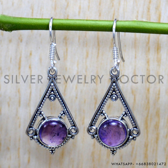 Amethyst 925 Sterling Silver Earrings (SJWE-777)