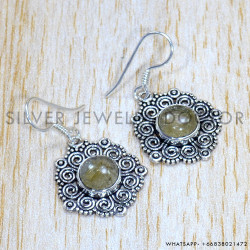Golden Rutile 925 Sterling Silver Earrings (SJWE-779)