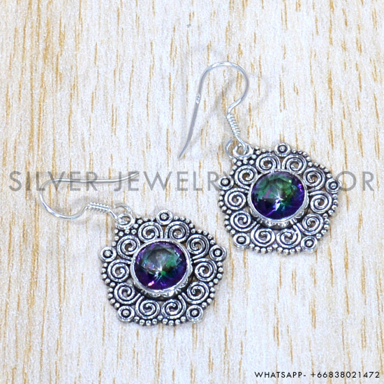 Mystic Topaz 925 Sterling Silver Earrings (SJWE-784)