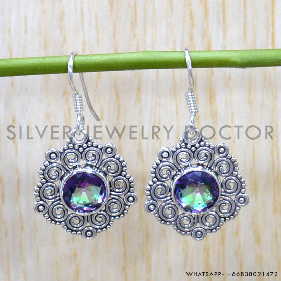 Mystic Topaz 925 Sterling Silver Earrings (SJWE-784)