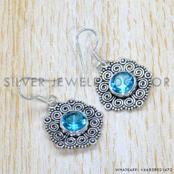 Blue Topaz 925 Sterling Silver Earrings (SJWE-785)