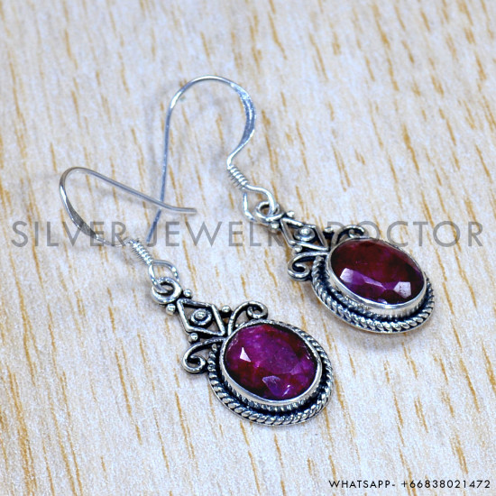Ruby 925 Sterling Silver Earrings (SJWE-789)