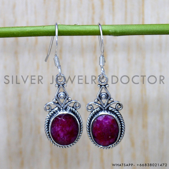 Ruby 925 Sterling Silver Earrings (SJWE-789)