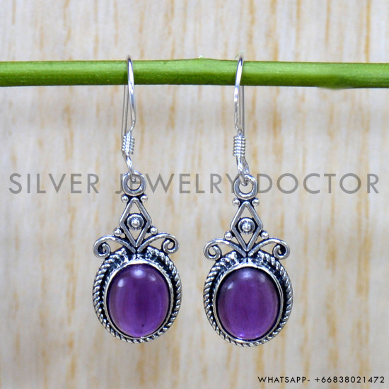 Amethyst 925 Sterling Silver Earrings (SJWE-790)