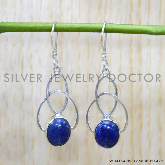 Lapis Lazuli 925 Sterling Silver Earrings (SJWE-795)
