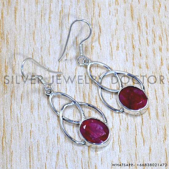 Ruby 925 Sterling Silver Earrings (SJWE-799)