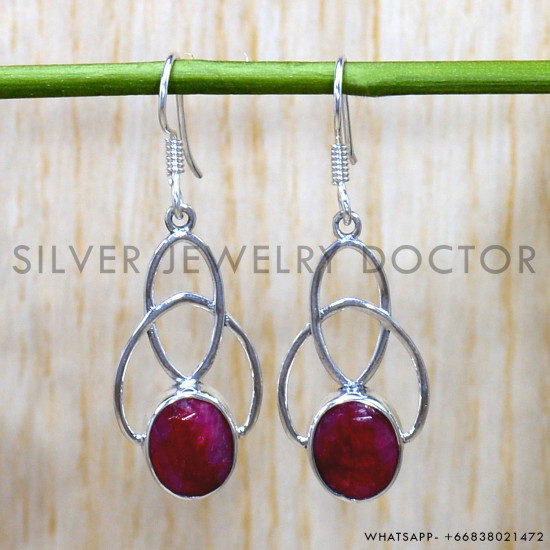 Ruby 925 Sterling Silver Earrings (SJWE-799)