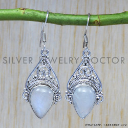 Rainbow Moonstone 925 Sterling Silver Earrings (SJWE-8)