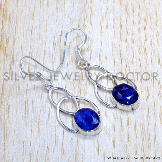 Sapphire 925 Sterling Silver Earrings (SJWE-802)